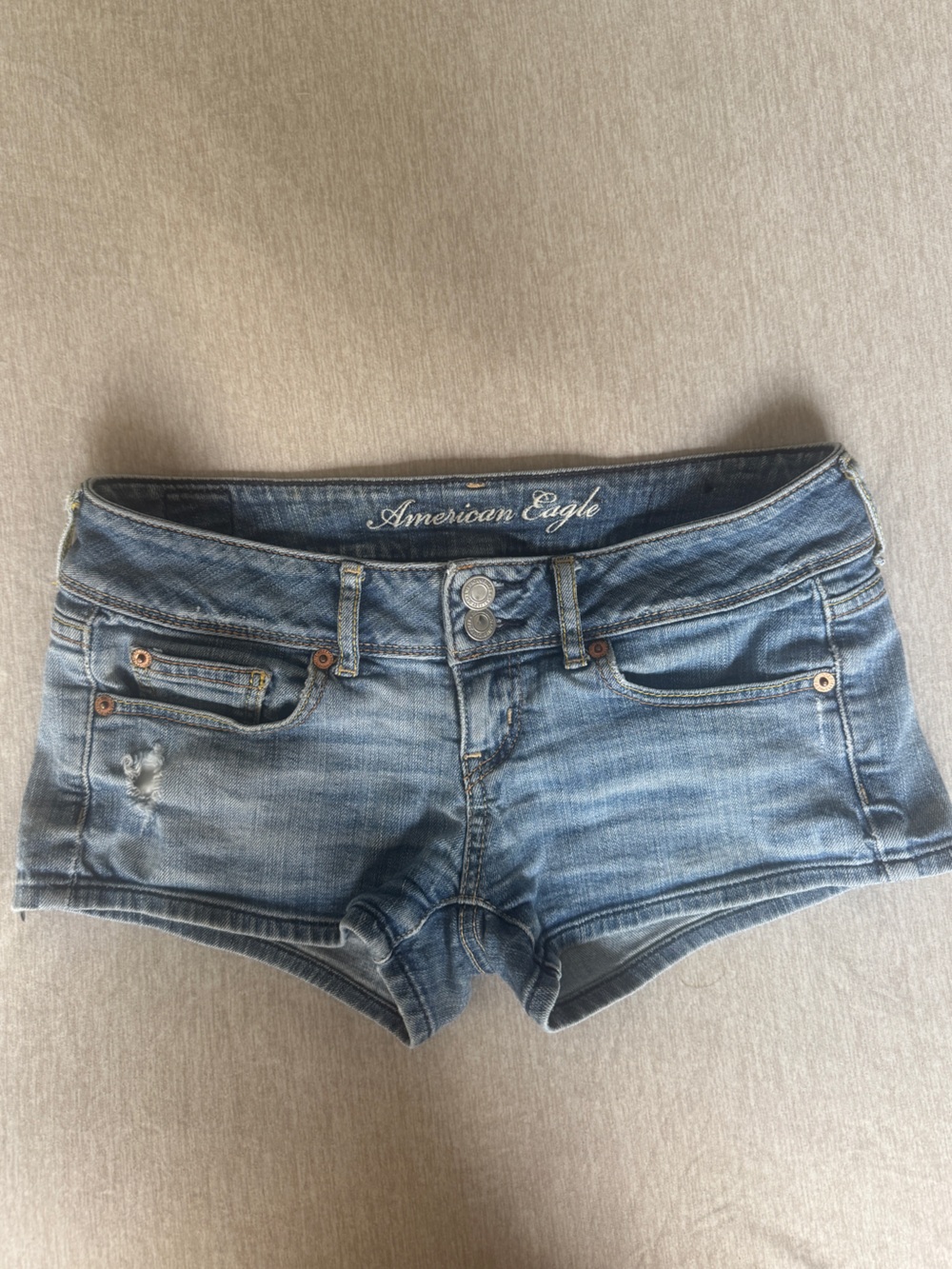 Vintage Y2K American Eagle Size 0 Low Rise Micro Denim Shorts Light Wash